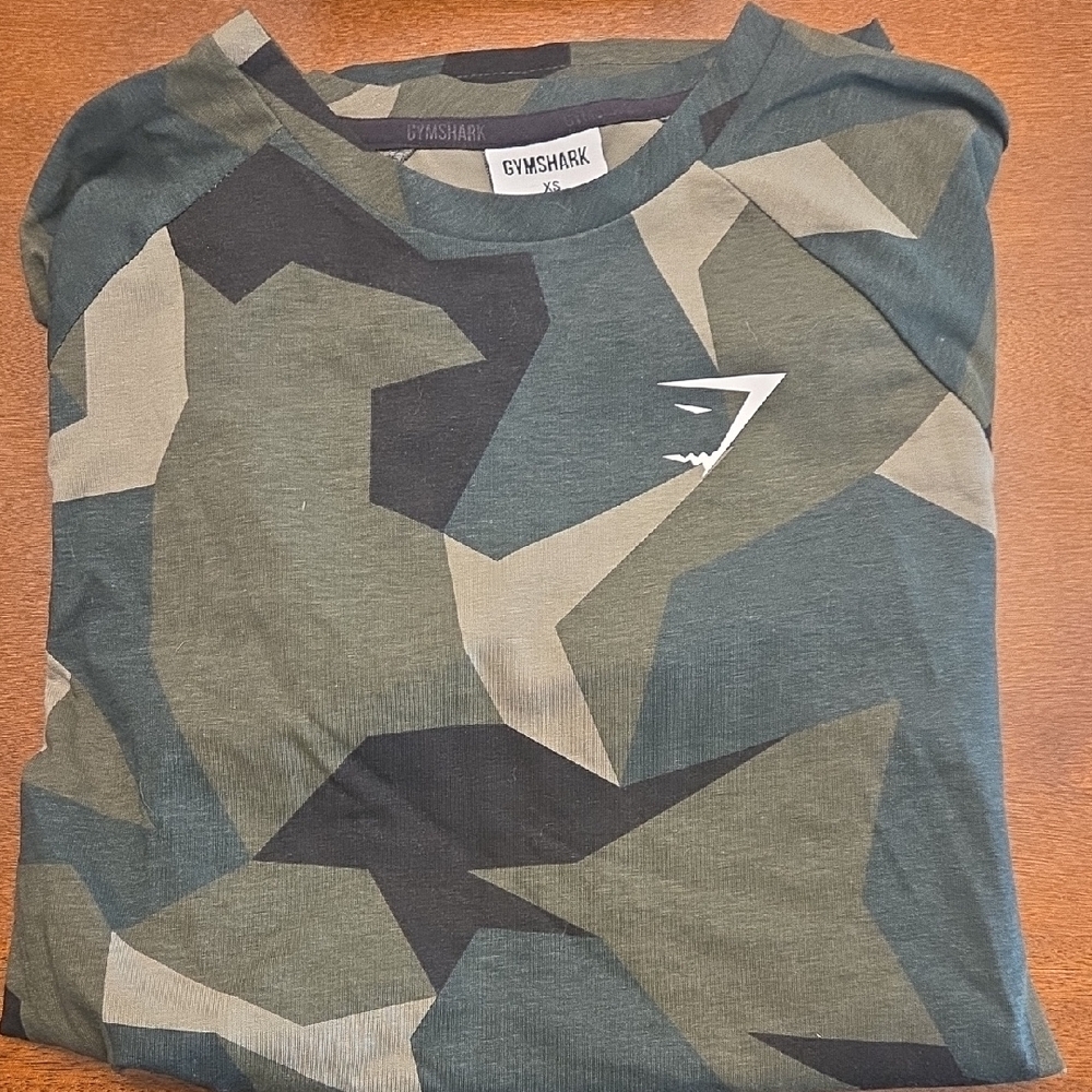 Gymshark Camo Long Sleeve Top in Green and Black